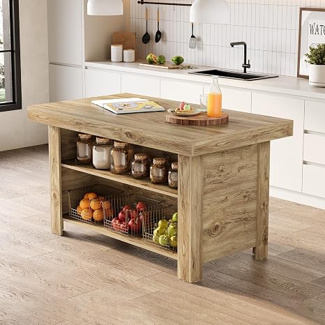 55-Inch Kitchen Island with Storage & Leg Room