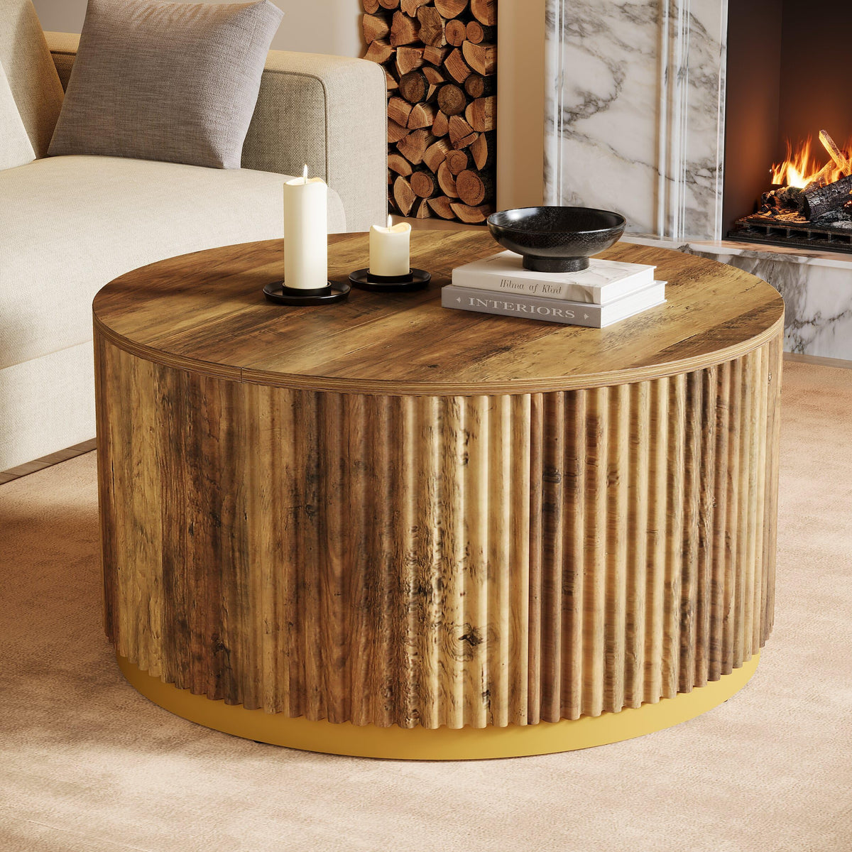 Fluted Round Coffee Table