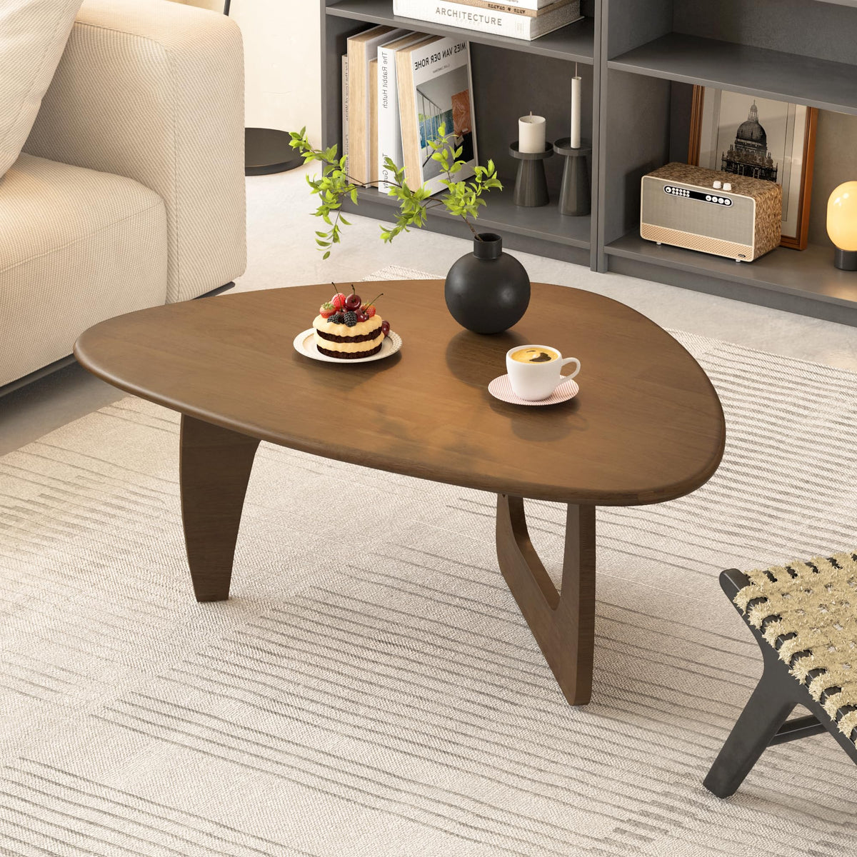 Walnut Triangle Coffee Table
