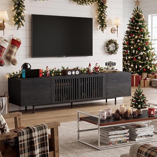 Black Slatted TV Stand