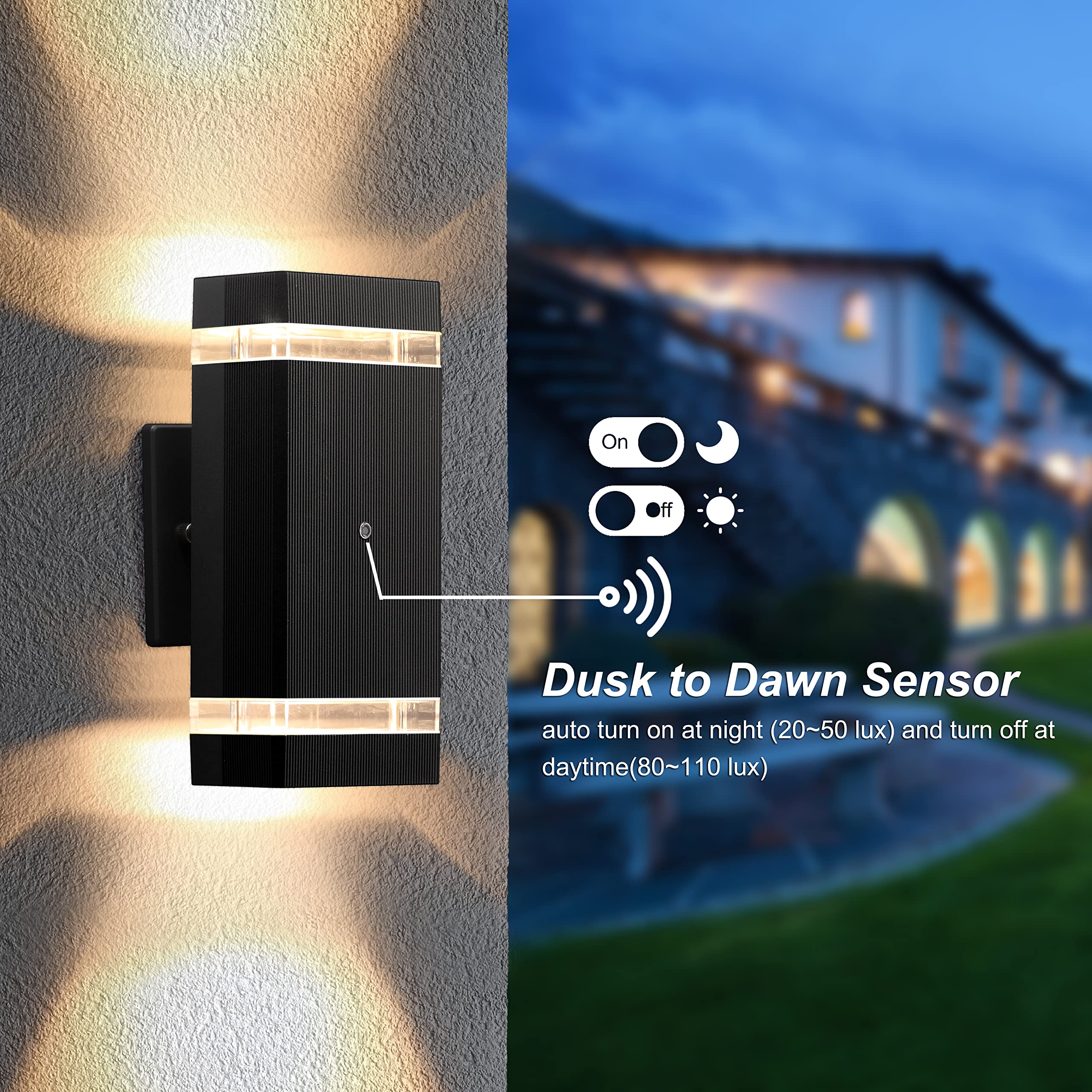 Dusk to Dawn Outdoor Wall Sconce with LED Bulbs