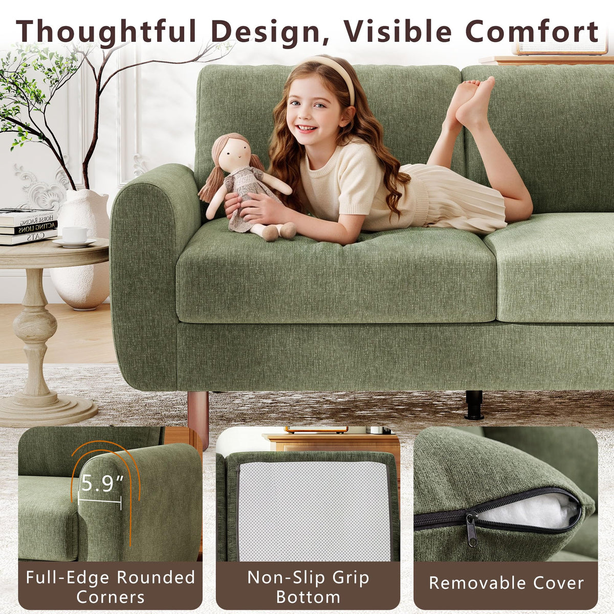 Chenille Loveseat Sofa