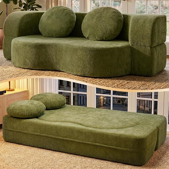 White Memory Foam Convertible Sofa Bed