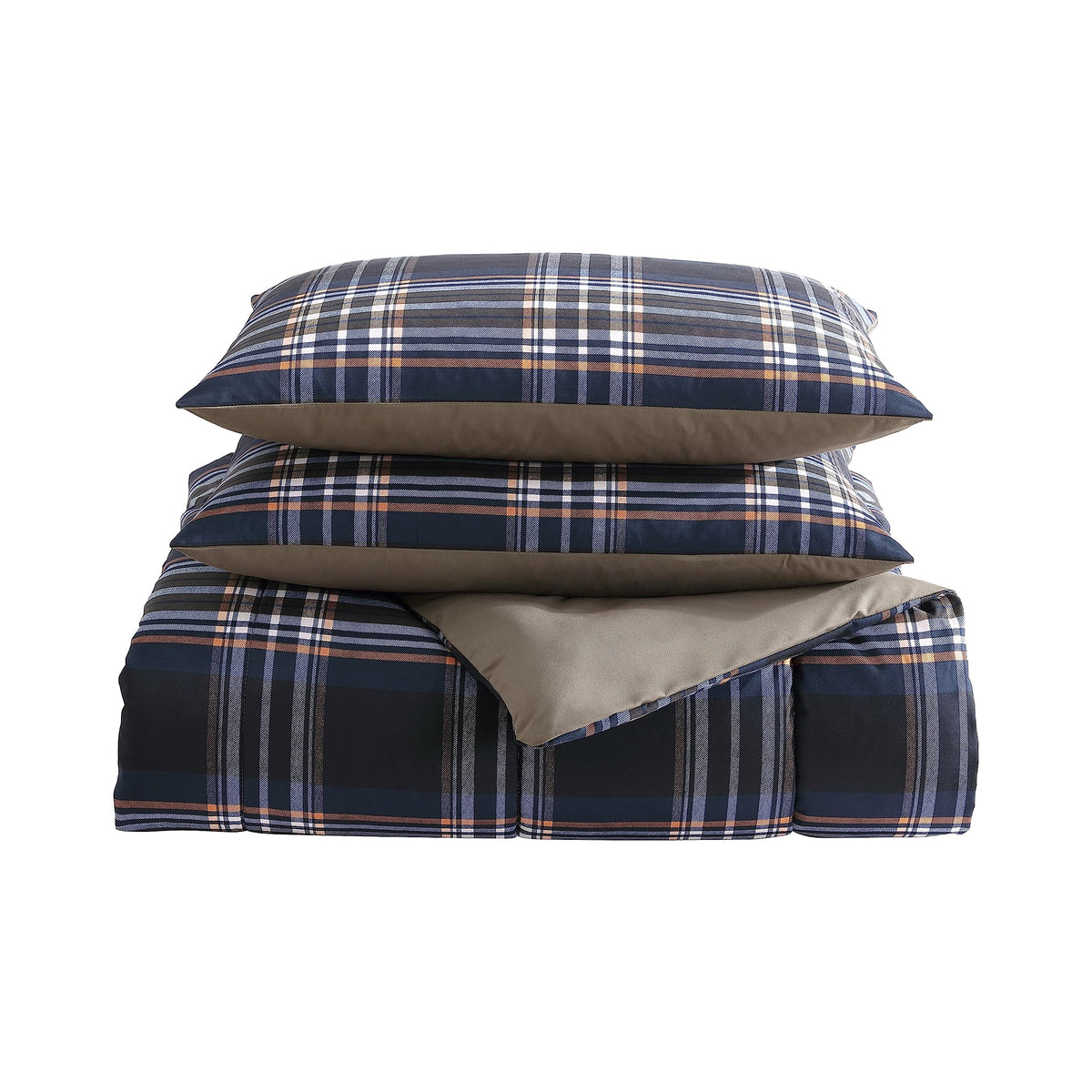 Navy Plaid Reversible Comforter Set