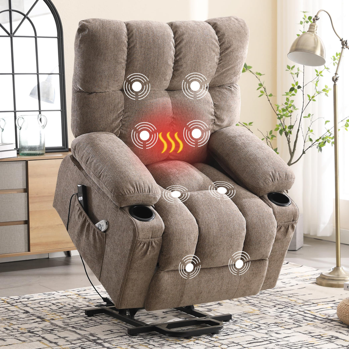 BOSMILLER Power Lift Recliner Chair for Elderly with Massage and Heat,Brown