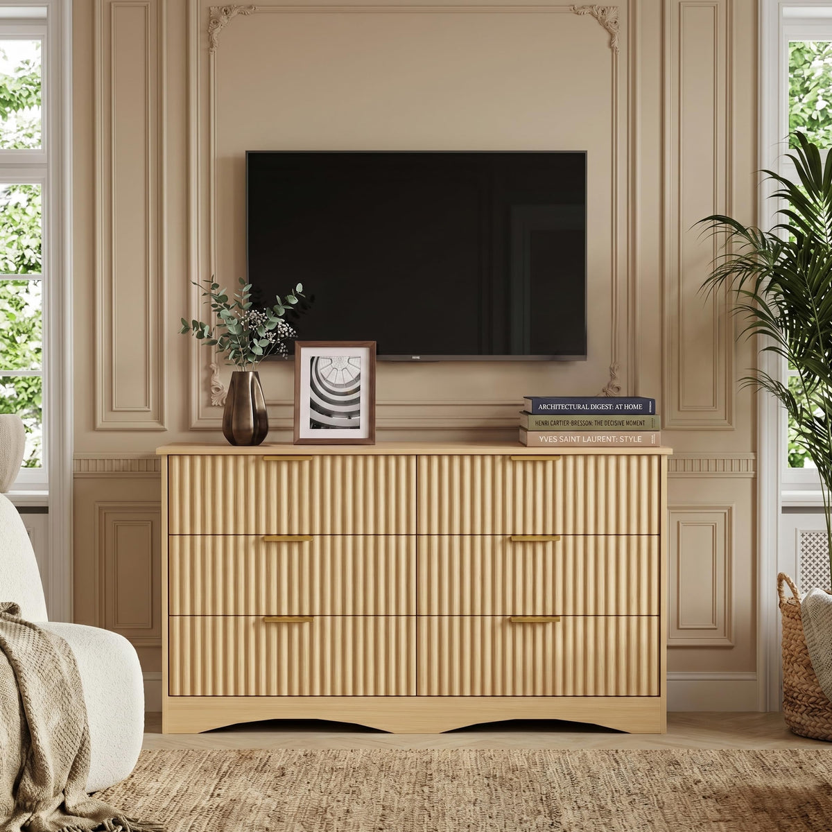 6-Drawer Fluted Dresser