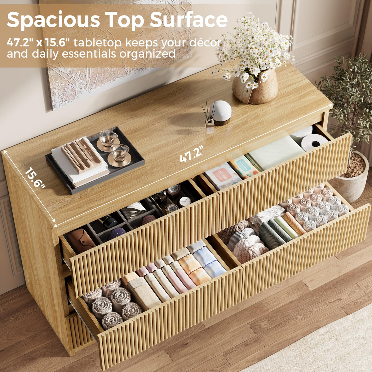 6-Drawer Fluted Dresser