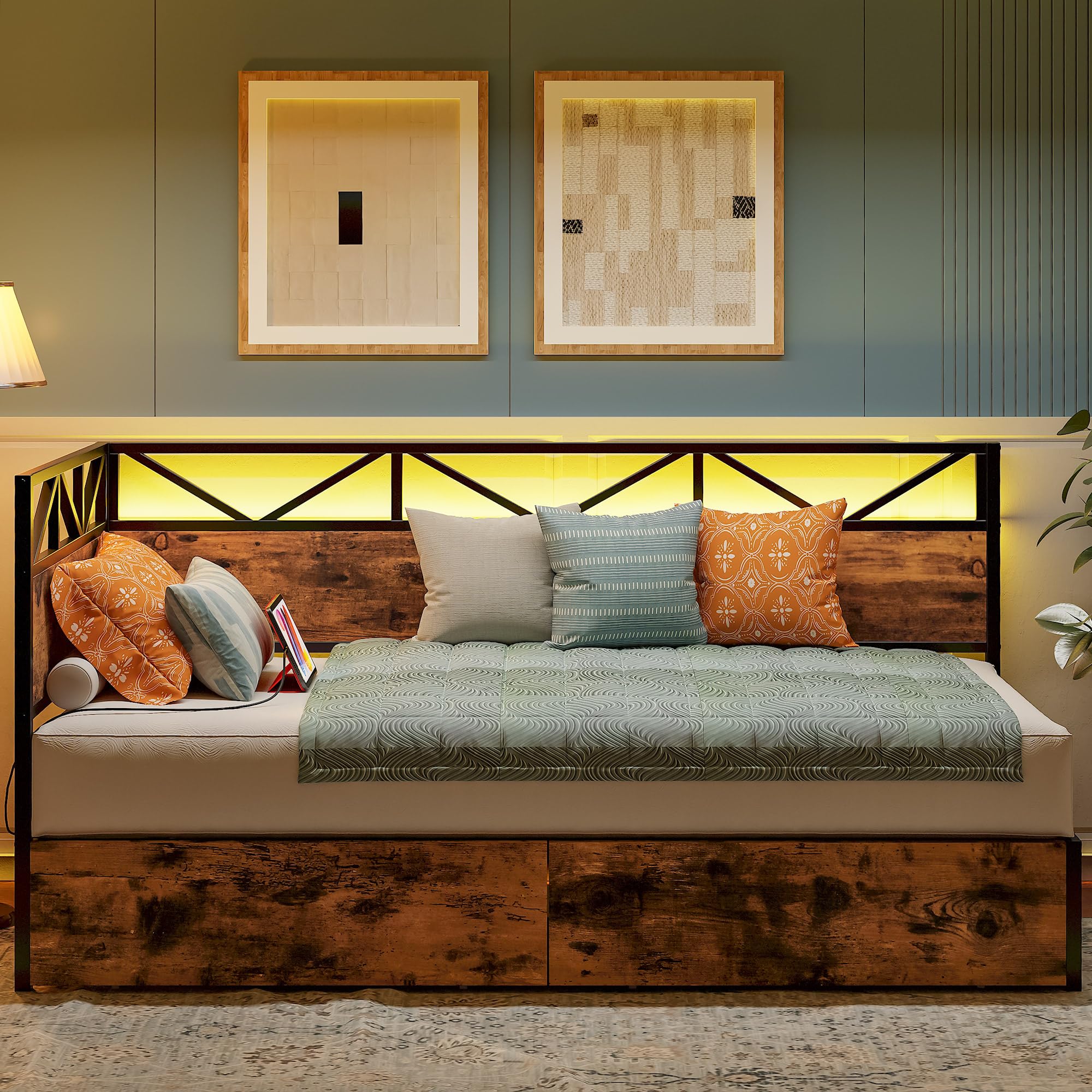 Twin Daybed with Storage & Charging Station