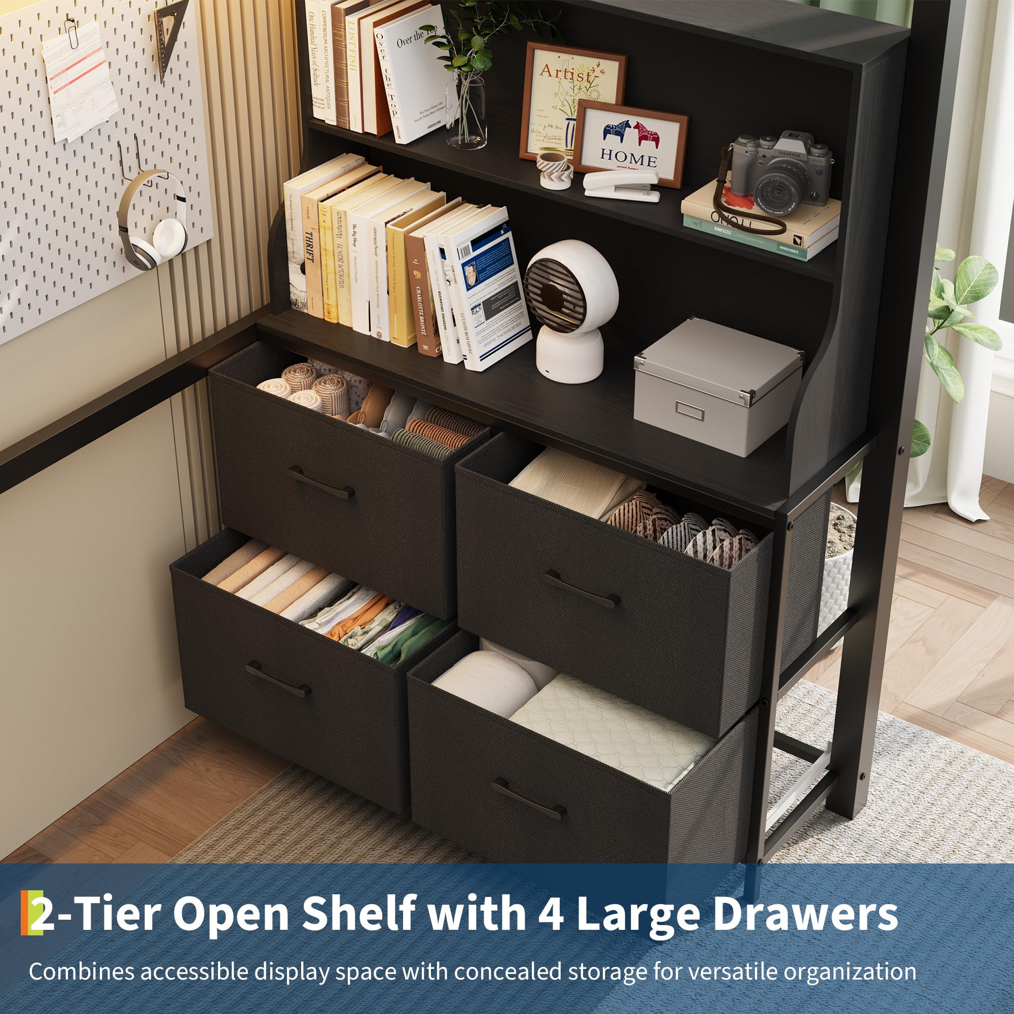 Twin Size Loft Bed with Desk & Storage