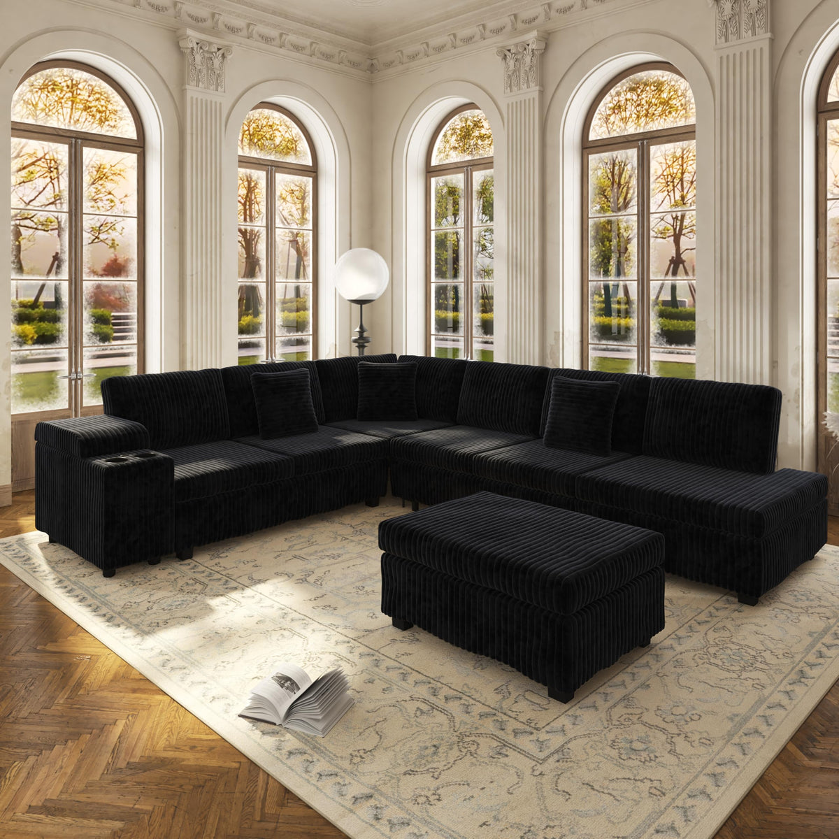 Corduroy L-Shaped Sleeper Sectional