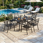 Black Steel Slat Outdoor Dining Table with Umbrella Hole