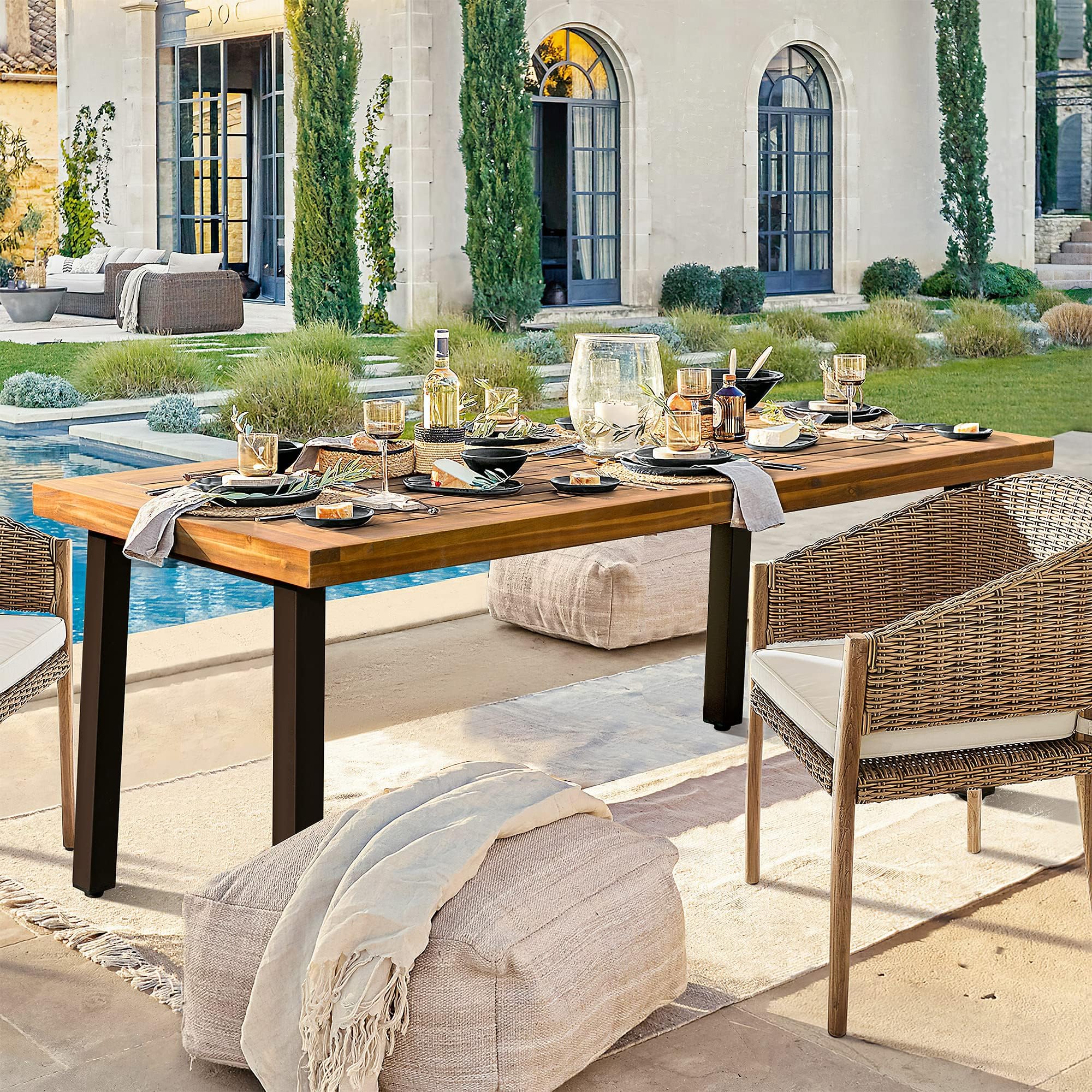 Acacia Wood Dining Table for 6