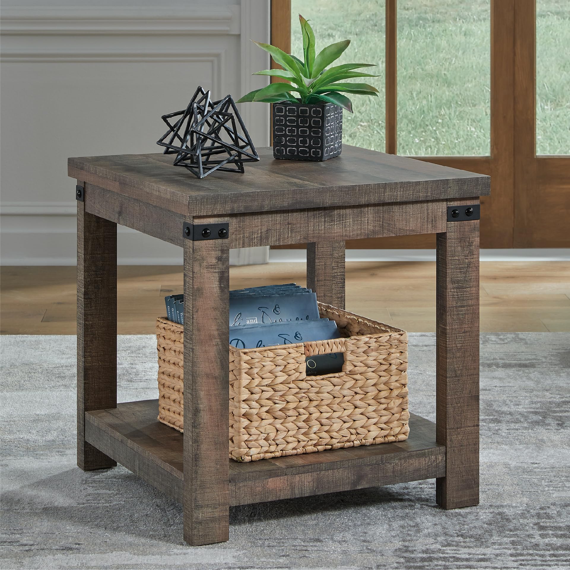 Square End Table with Storage Shelf