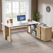 L-Shaped Executive Desk with Cabinet & CPU Storage