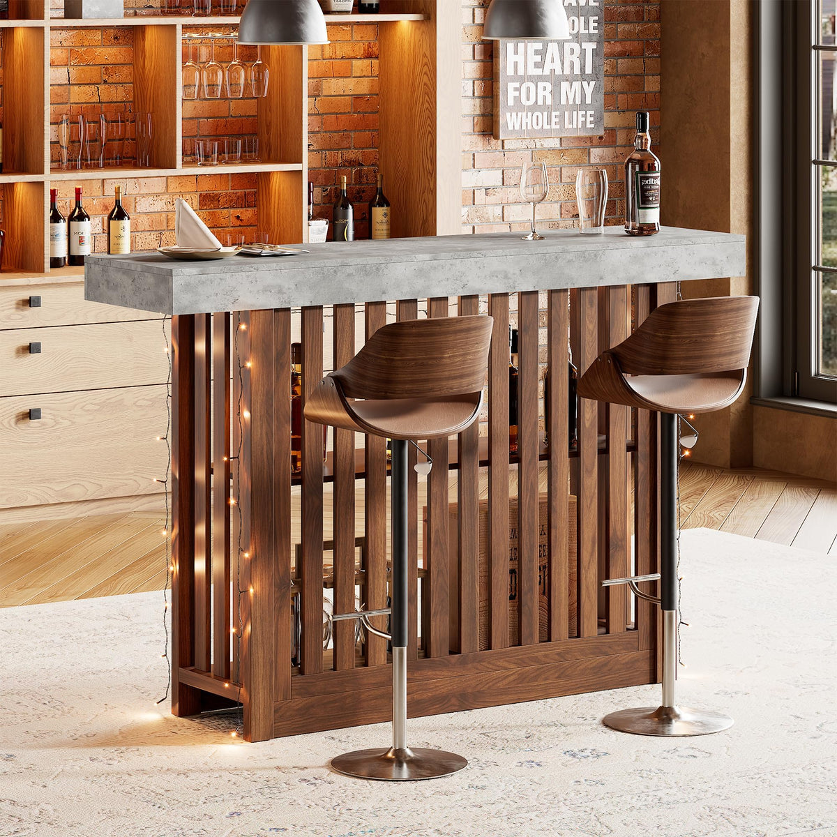 Counter Height Bar Table with Storage