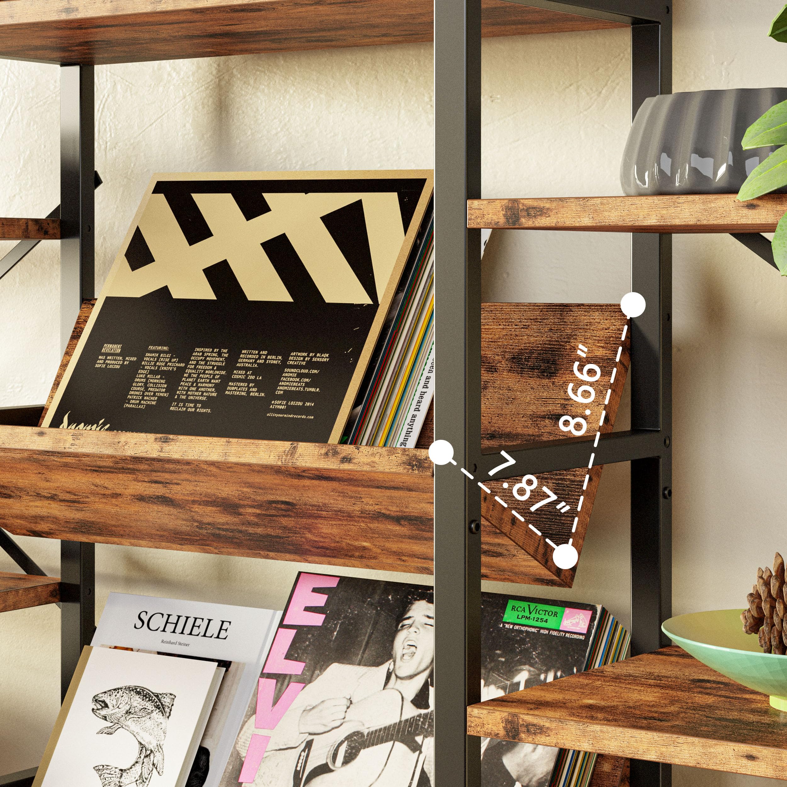 Industrial Bookshelf 6-Tier Triple Wide with Metal Frame