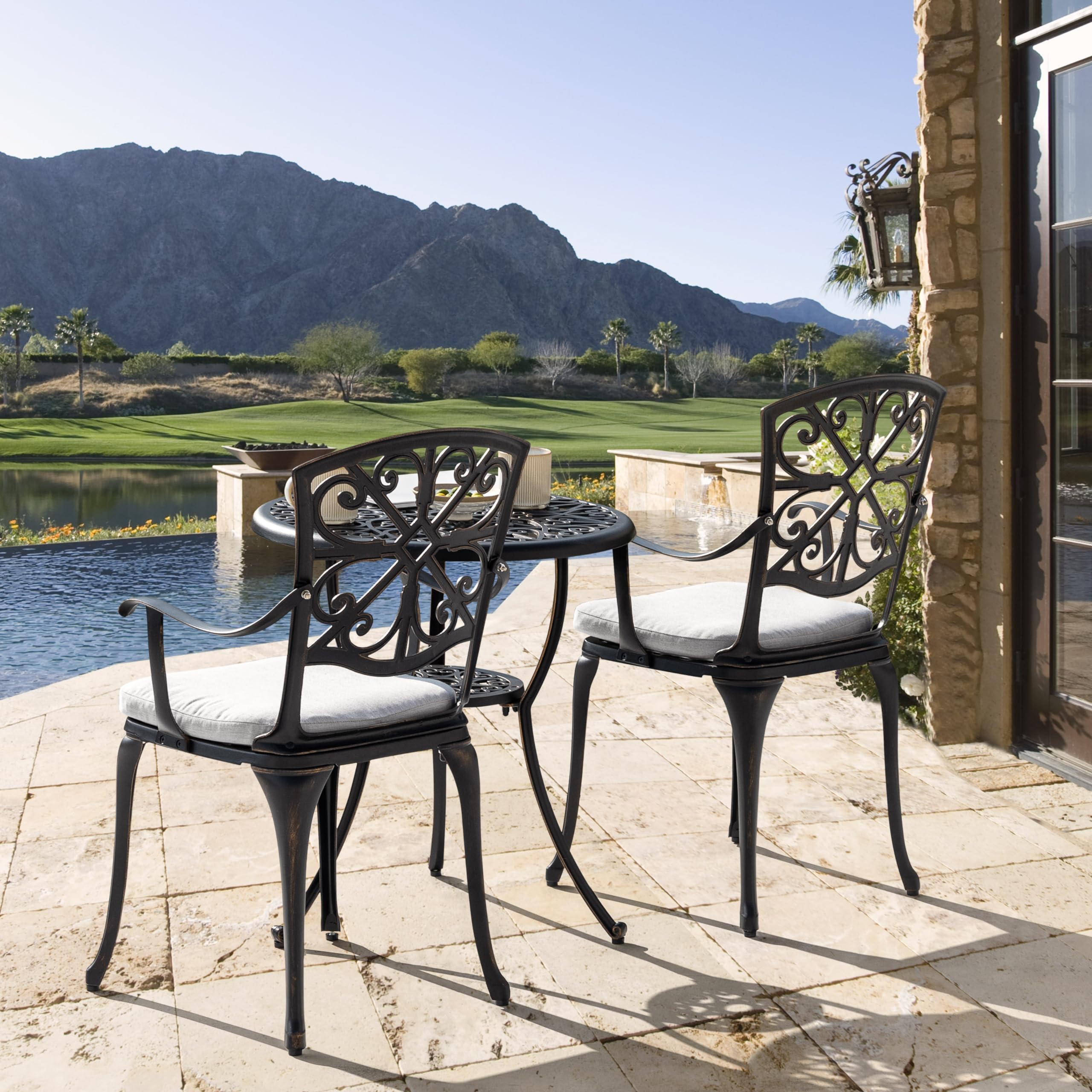 3-Piece Cast Aluminum Patio Bistro Set