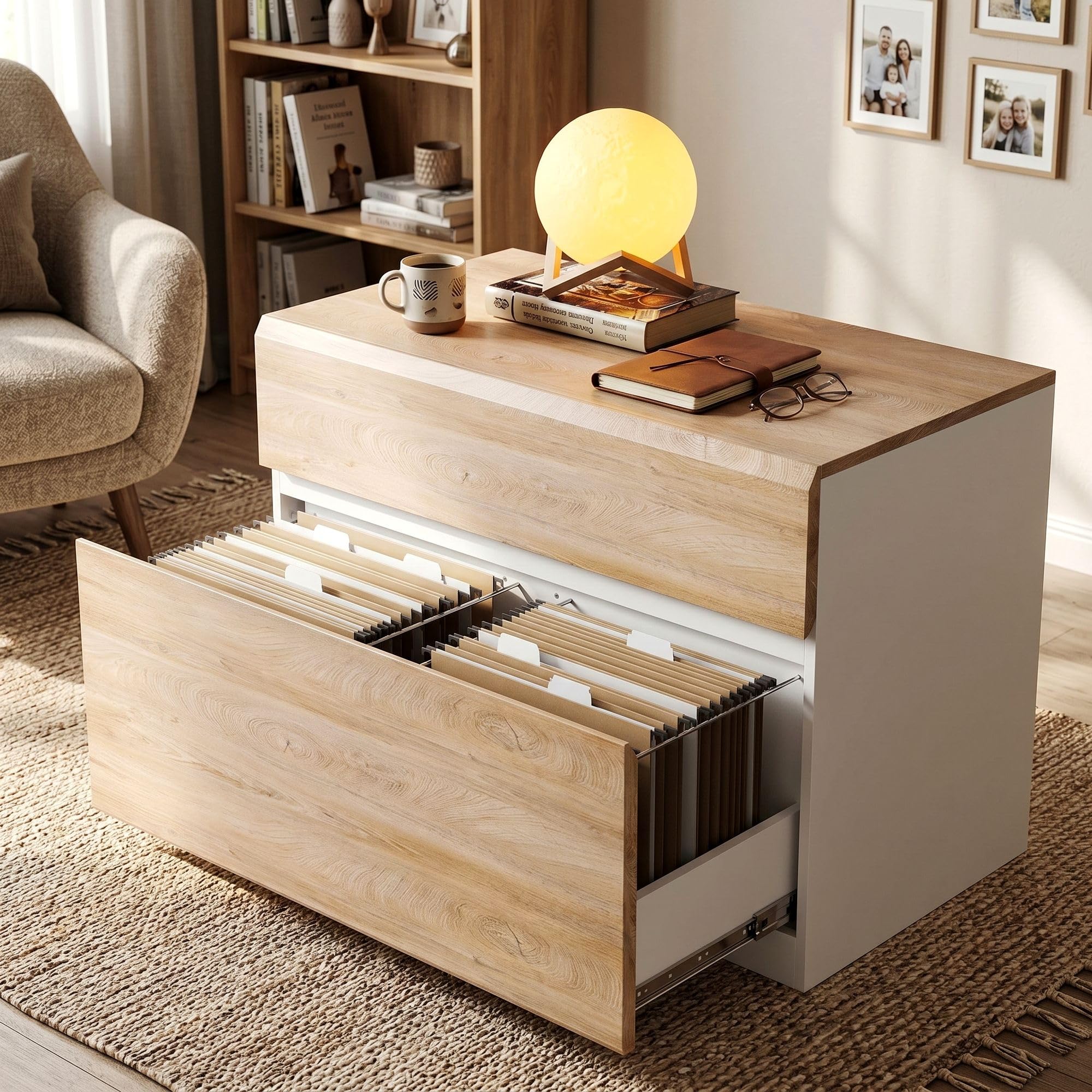 2-Drawer Lateral Wood File Cabinet with Anti-Tilt Mechanism