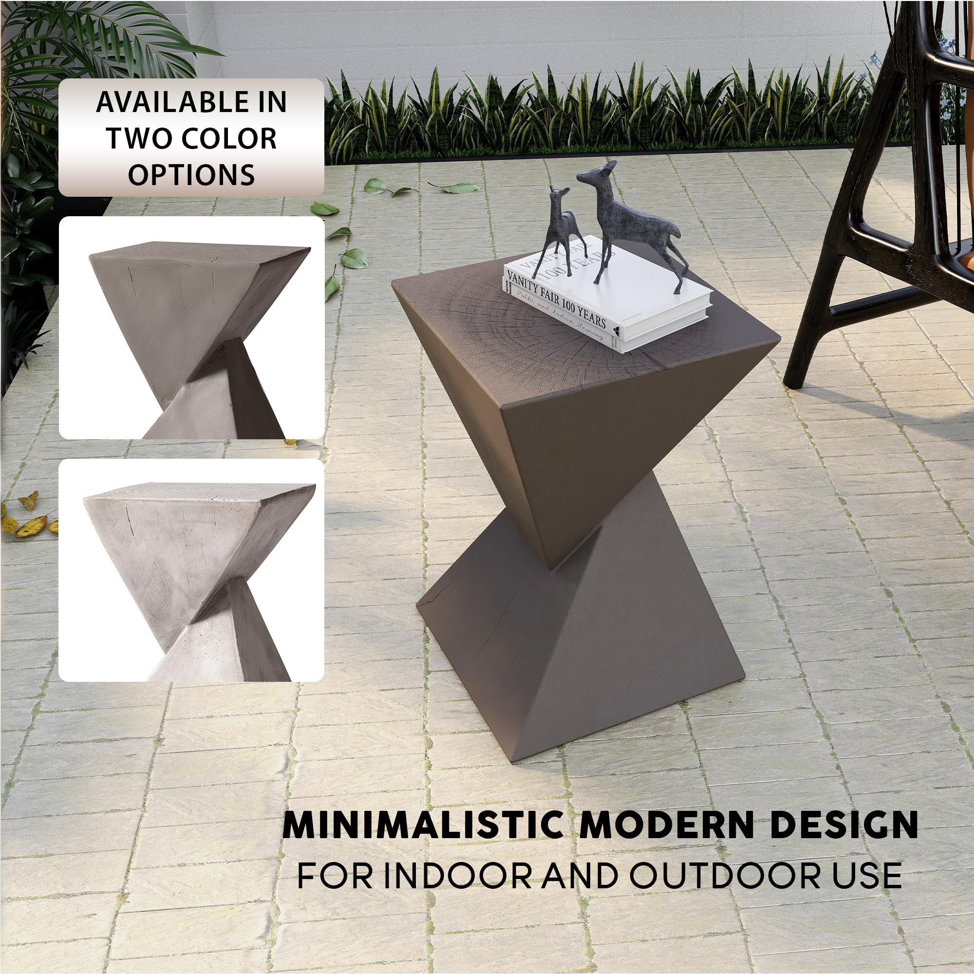 Twisted Fiberstone Side Table – Indoor & Outdoor Accent Stool