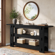 Solid Wood Console Table with Storage Shelves