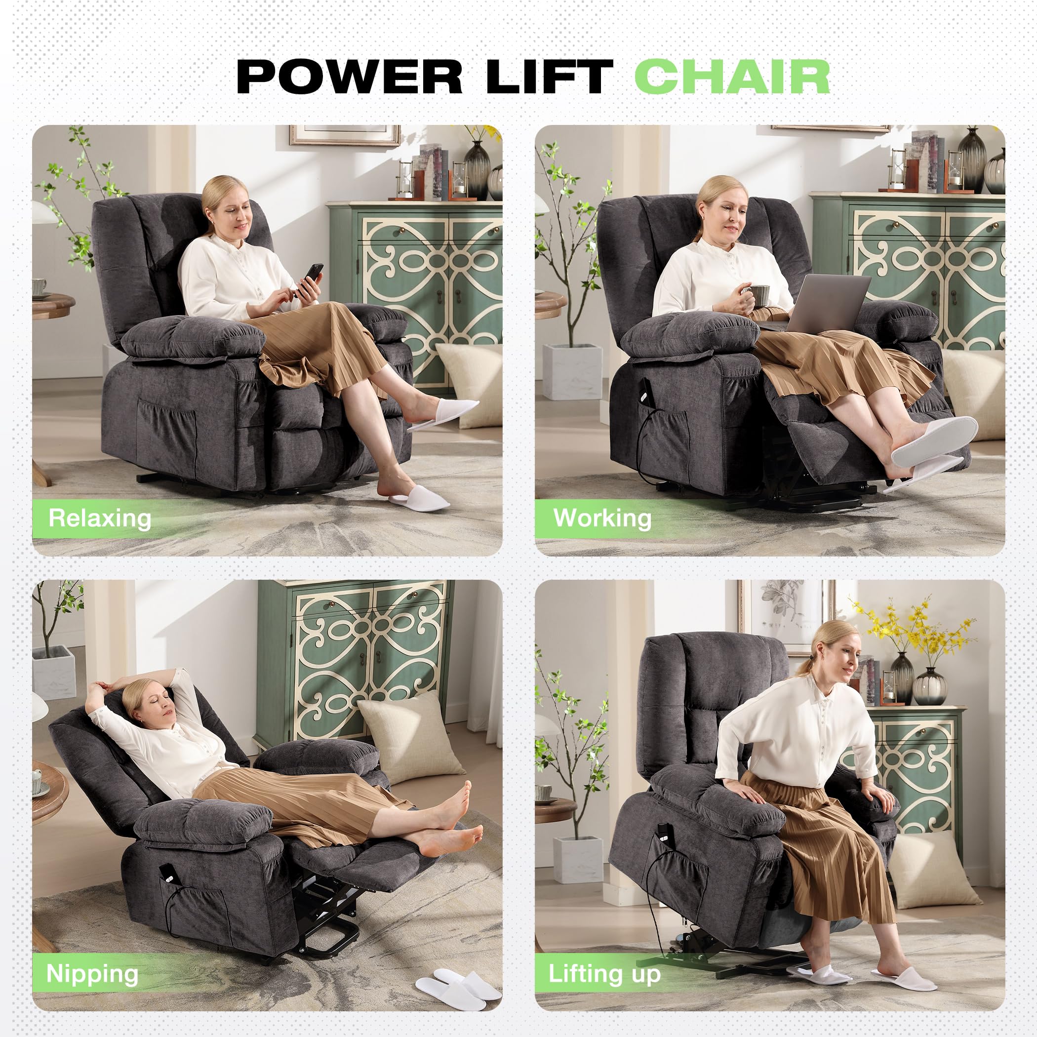 Power Lift Recliner Chair with Massage & Heat