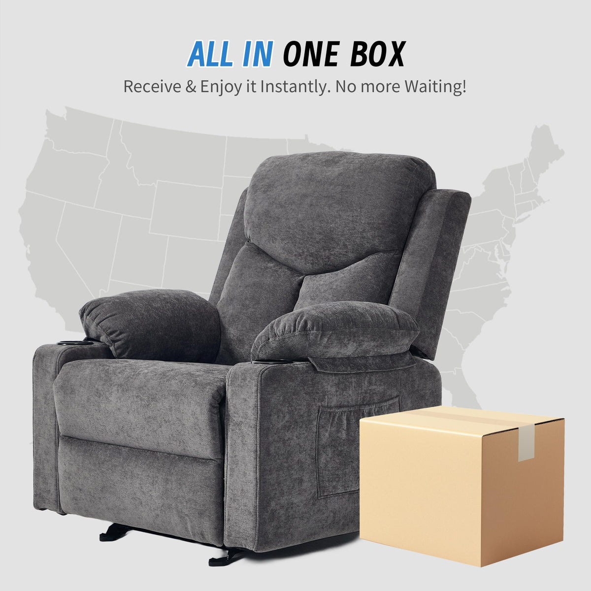 Dark Grey Rocker Massage Recliner