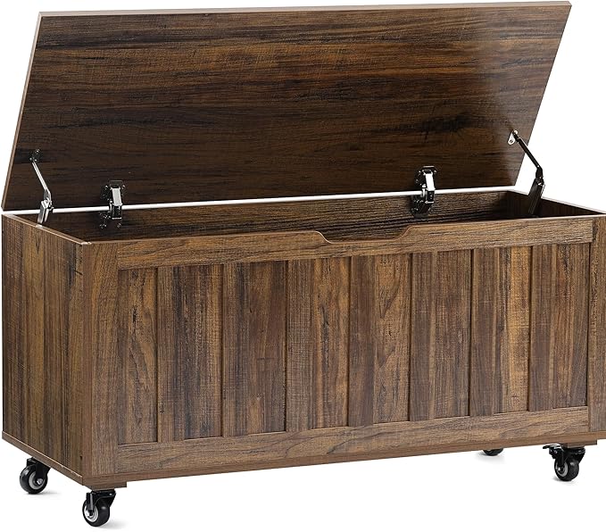 Rolling Storage Bench with Lid & Wheels