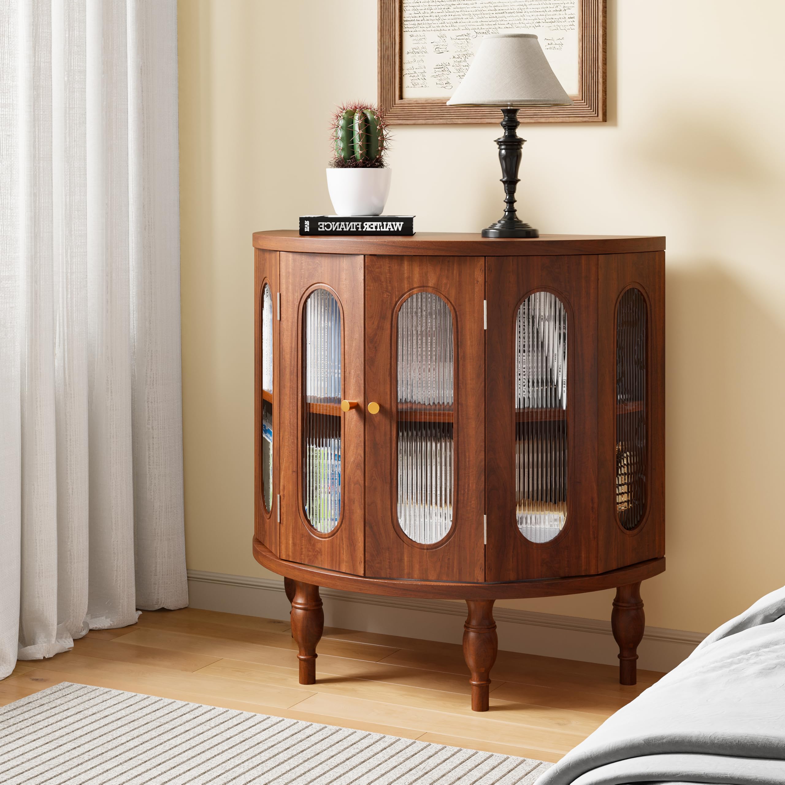 Semi-Circle Accent Storage Cabinet with Acrylic Doors