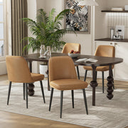 MALOL Leather Dining Chairs Set of 4 with Curved Backrest, Brown