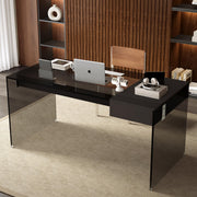 Black Glass Desk with Drawer
