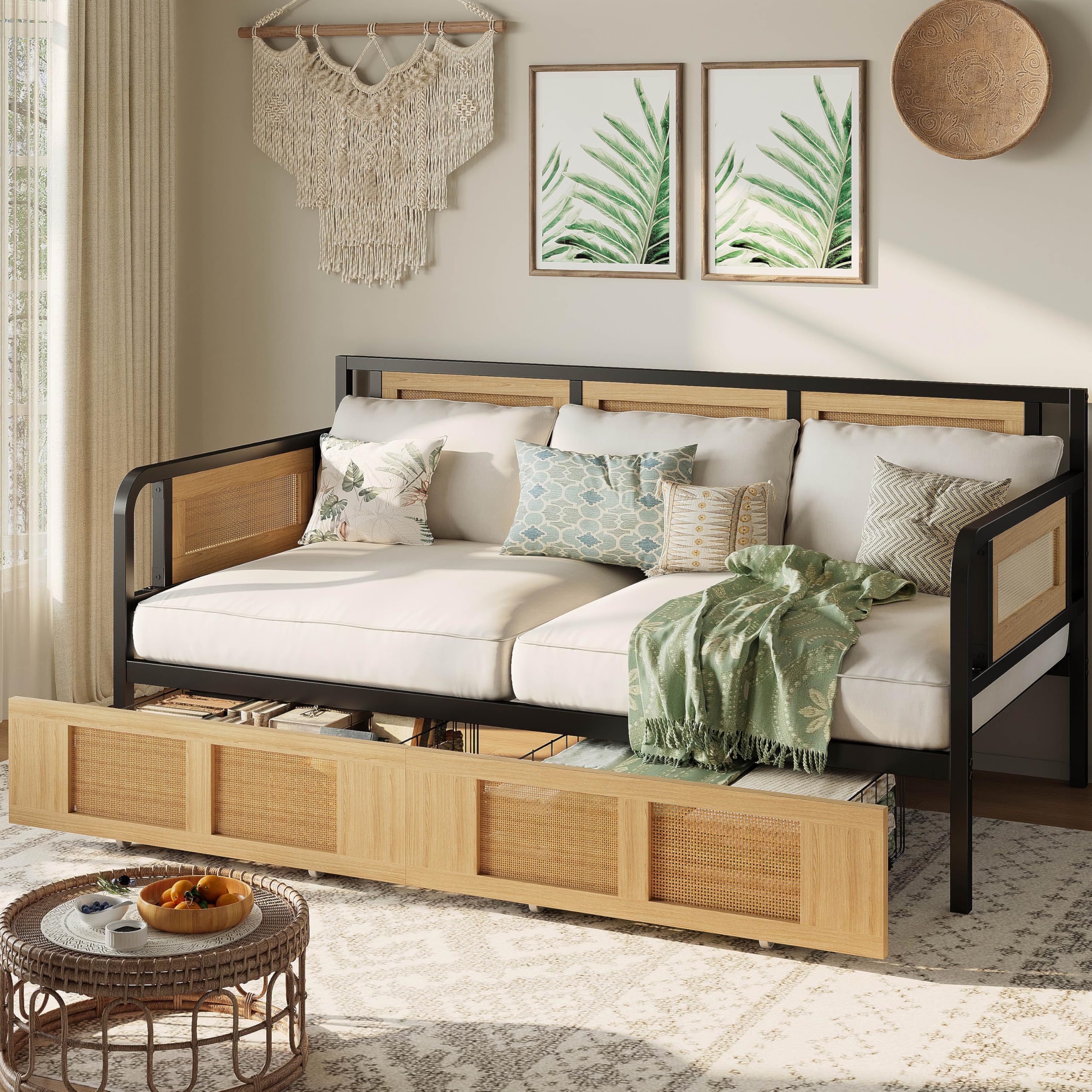 Twin Daybed Frame with Storage Drawers
