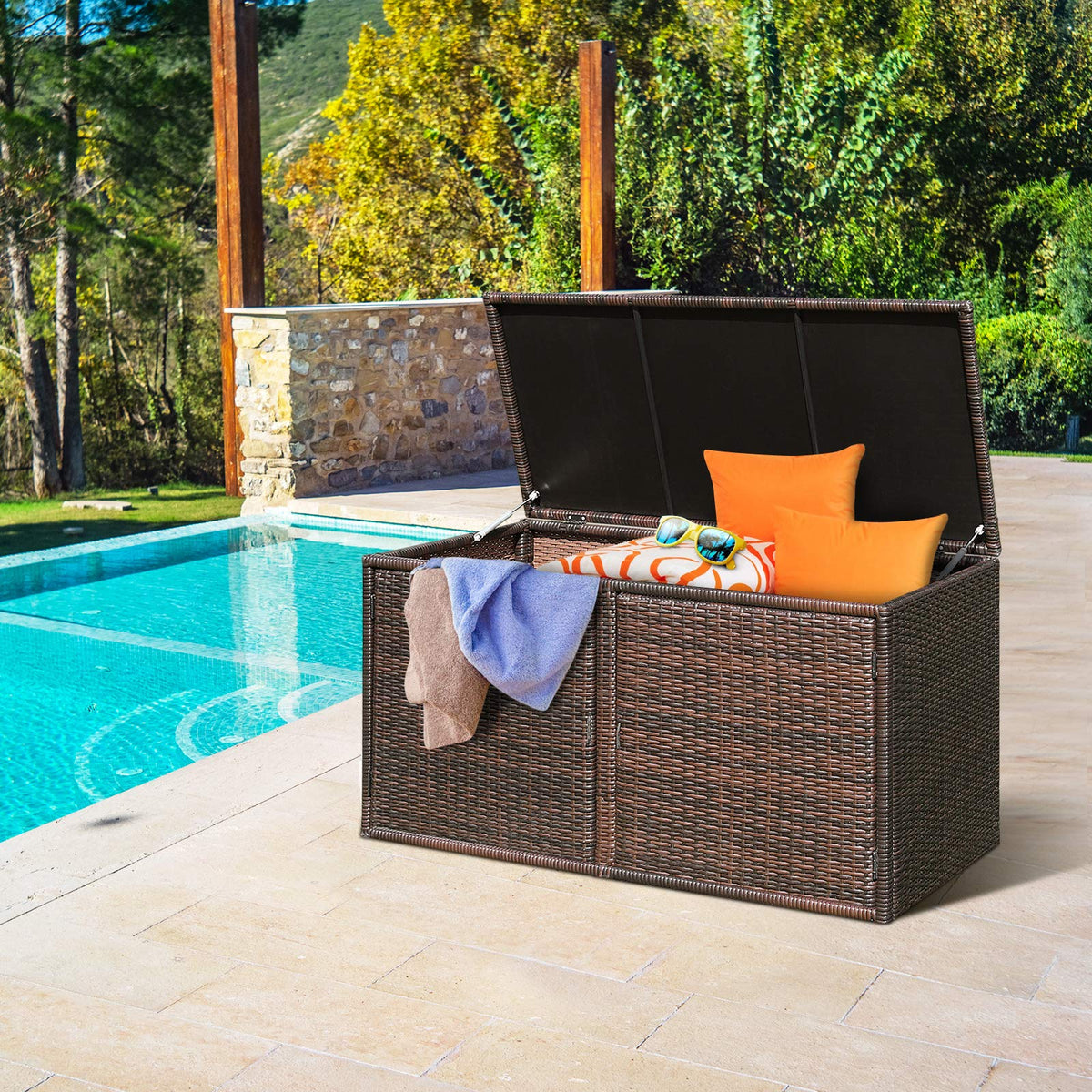 73-Gallon Wicker Deck Box