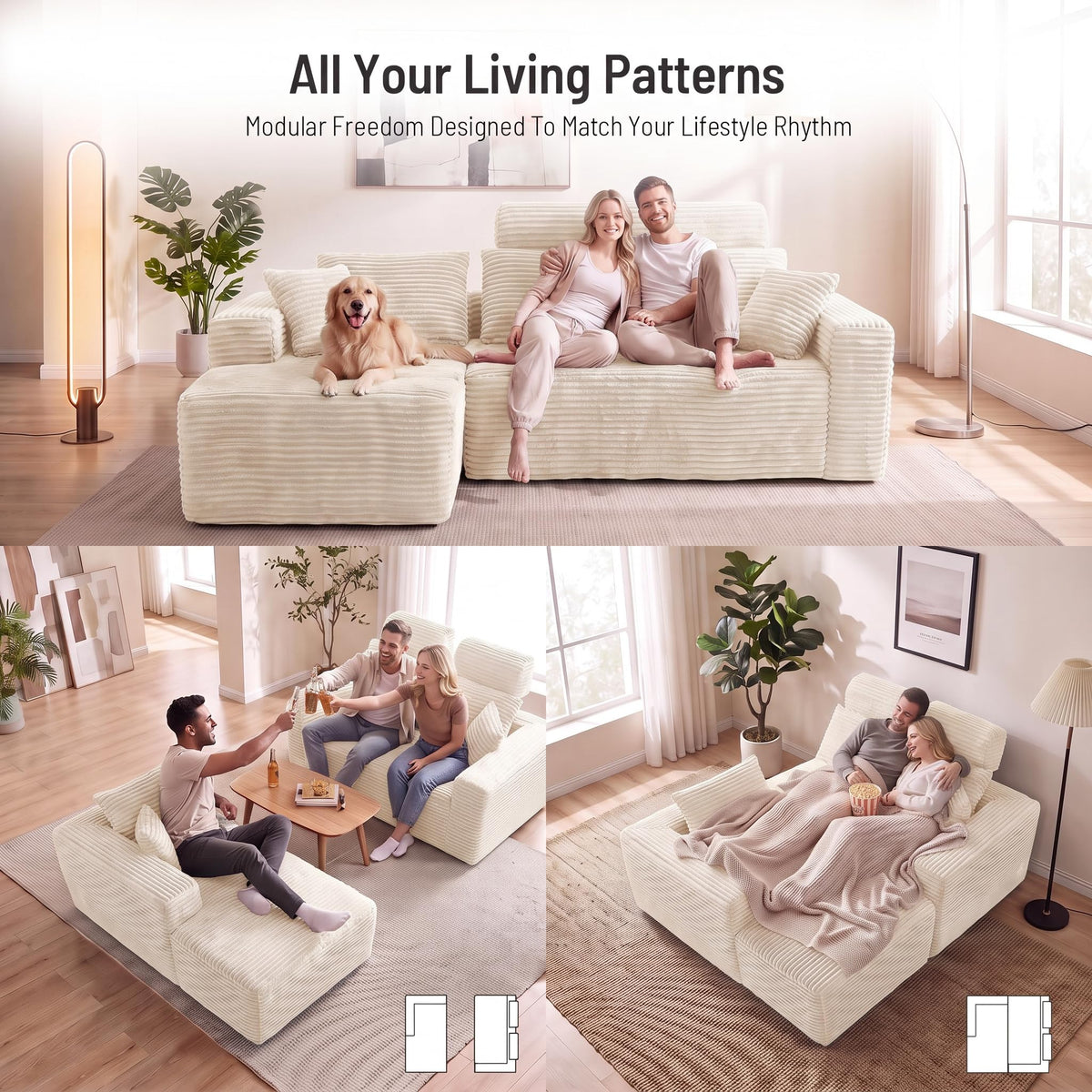 Corduroy Modular Sectional Sofa