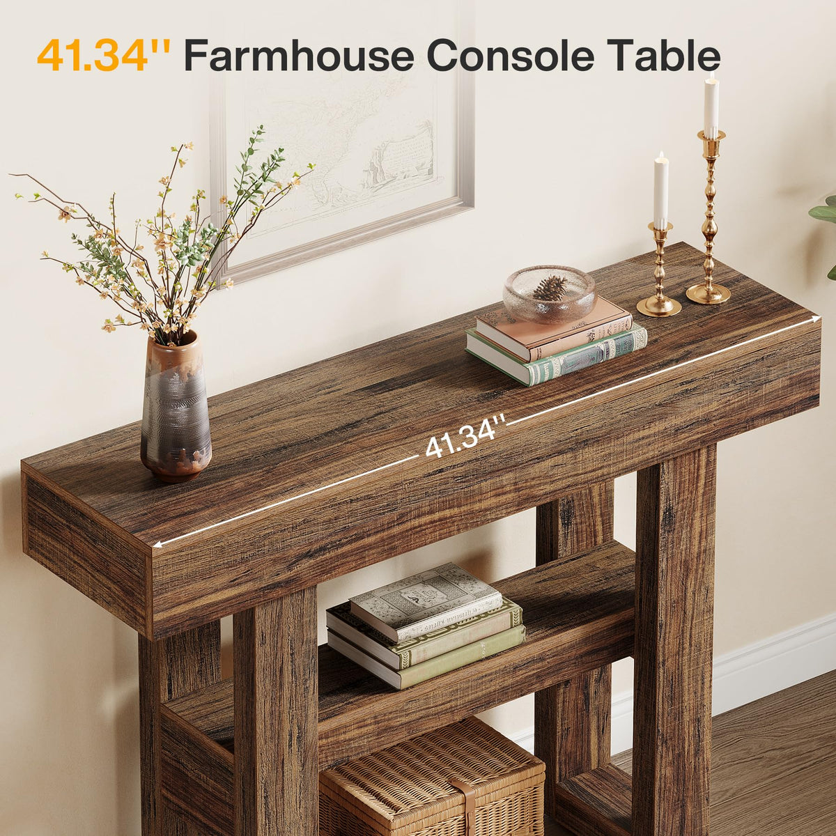 Tribesigns 41.34" Farmhouse Console Table, Sofa Table Behind The Couch