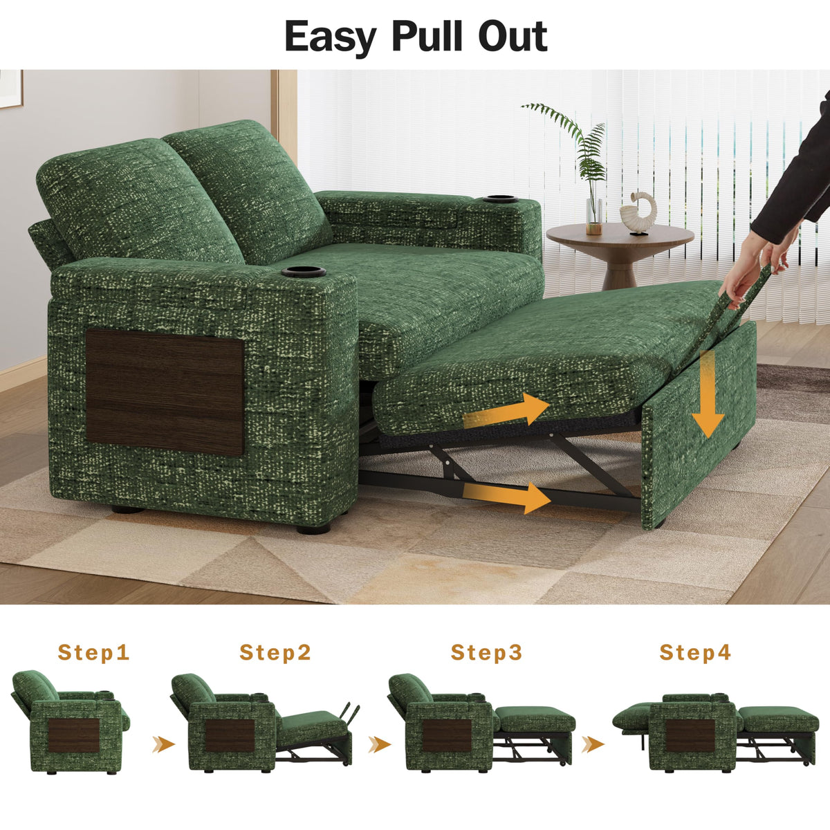 Chenille Pull-Out Sleeper Loveseat