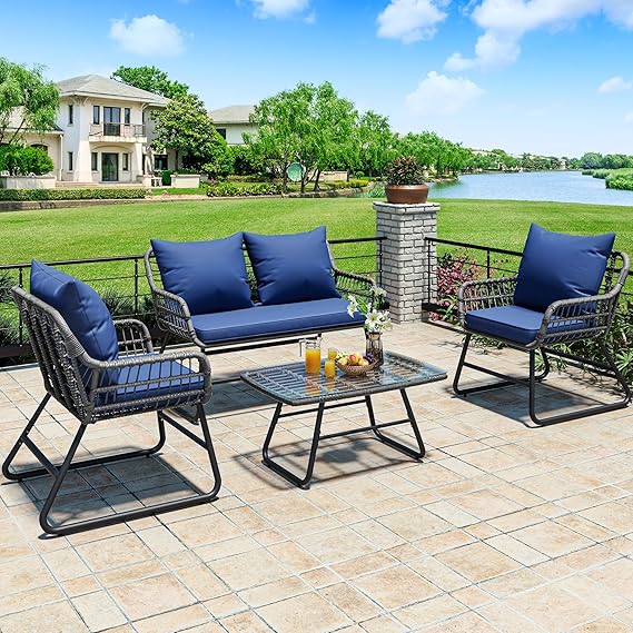Wicker Outdoor Loveseat with Cushions