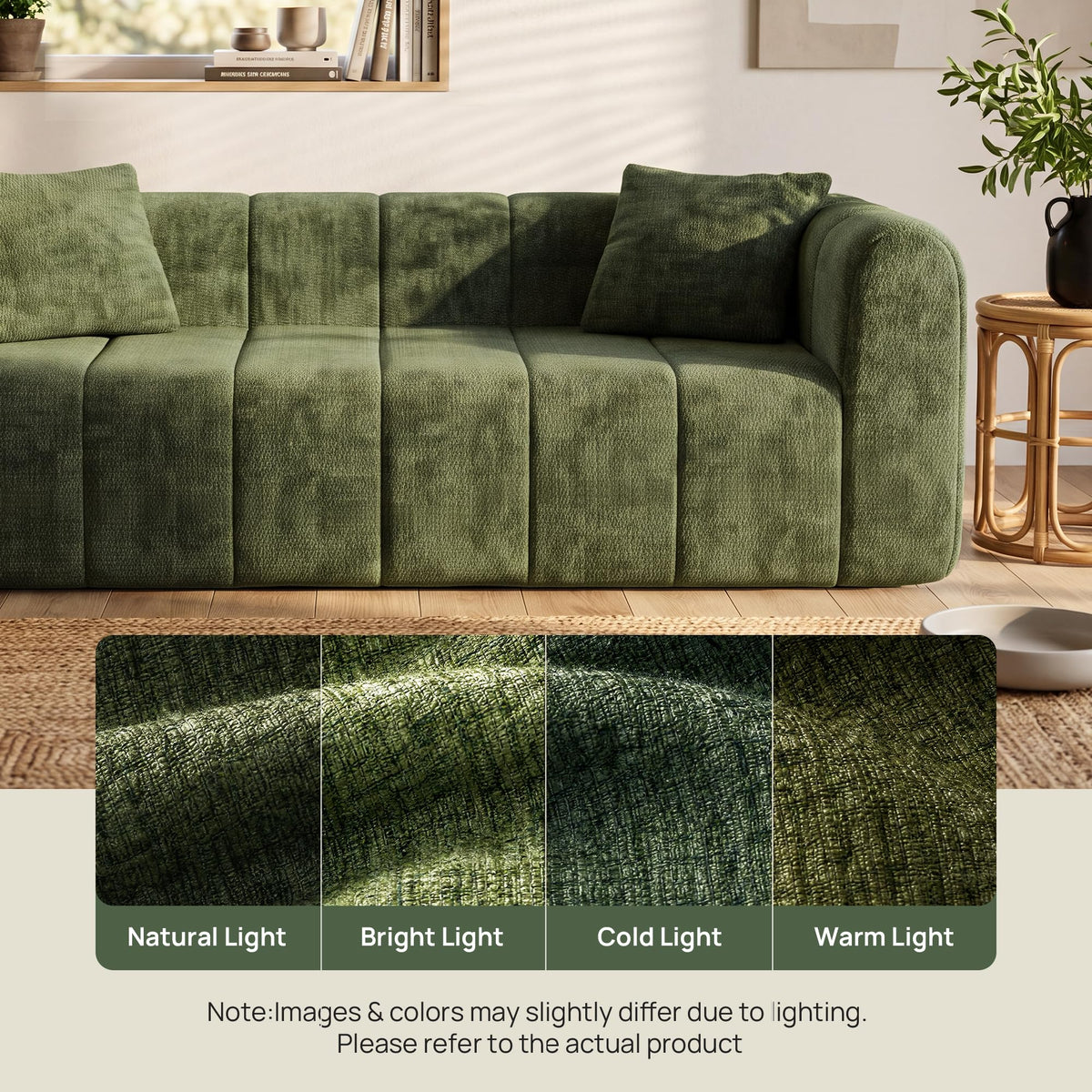 Channel-Tufted Chenille Sofa