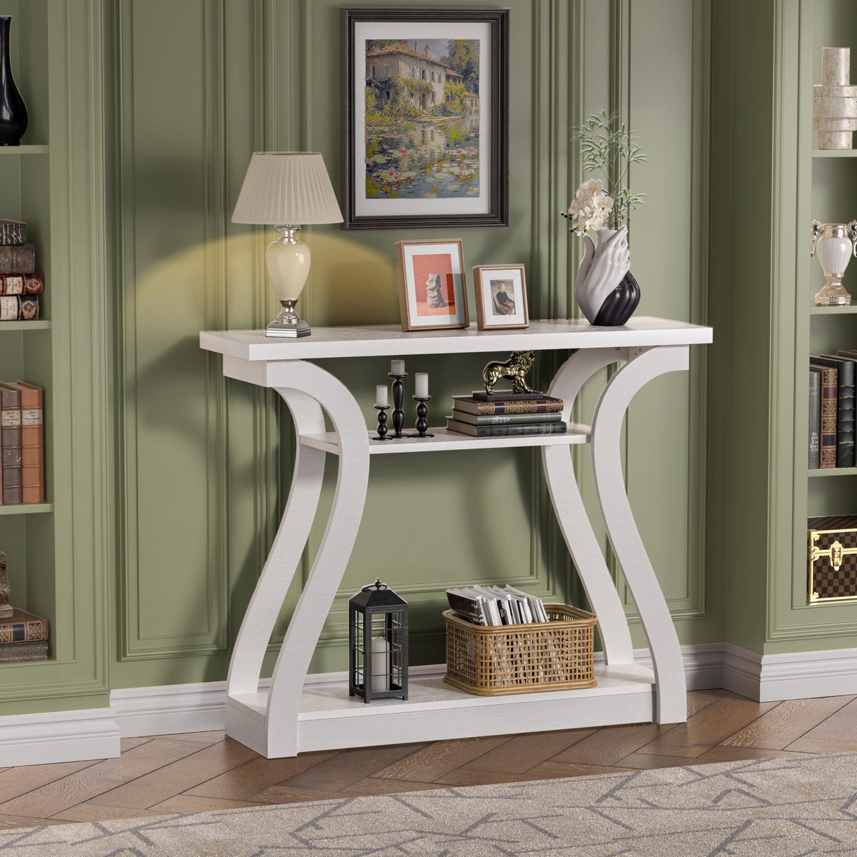 UODERS 47" Narrow Console Table, Entry Table with Curved Legs, Sofa Table