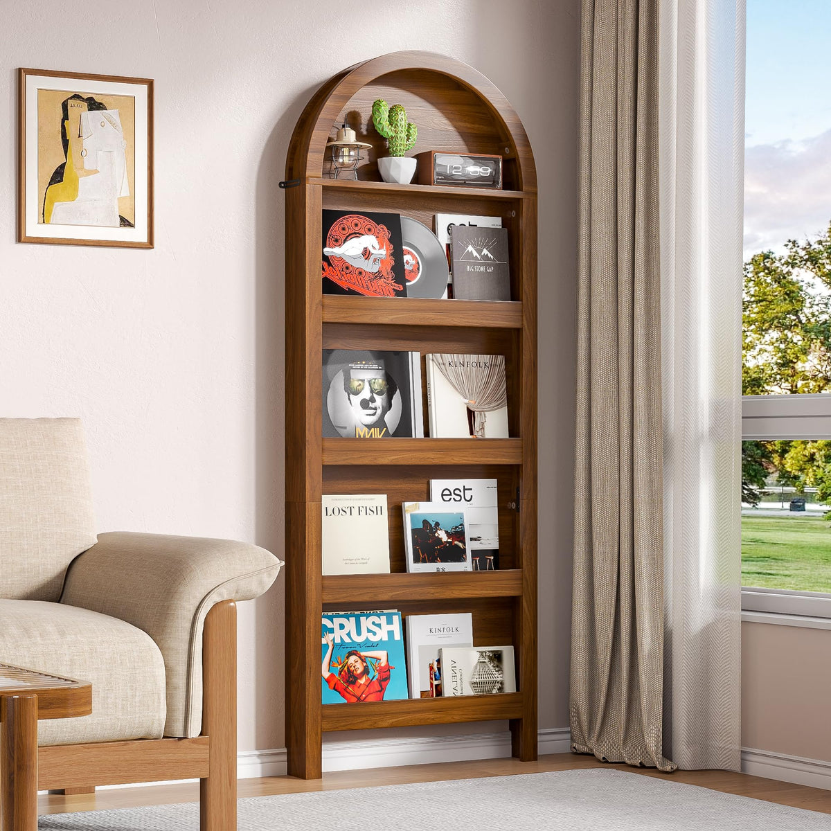 Narrow Arched 5-Tier Bookcase