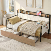 Twin Daybed with Storage Drawers & Charging Headboard