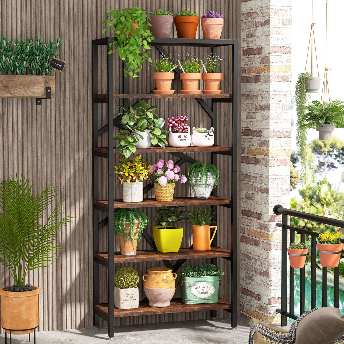 Industrial 6-Tier Bookshelf