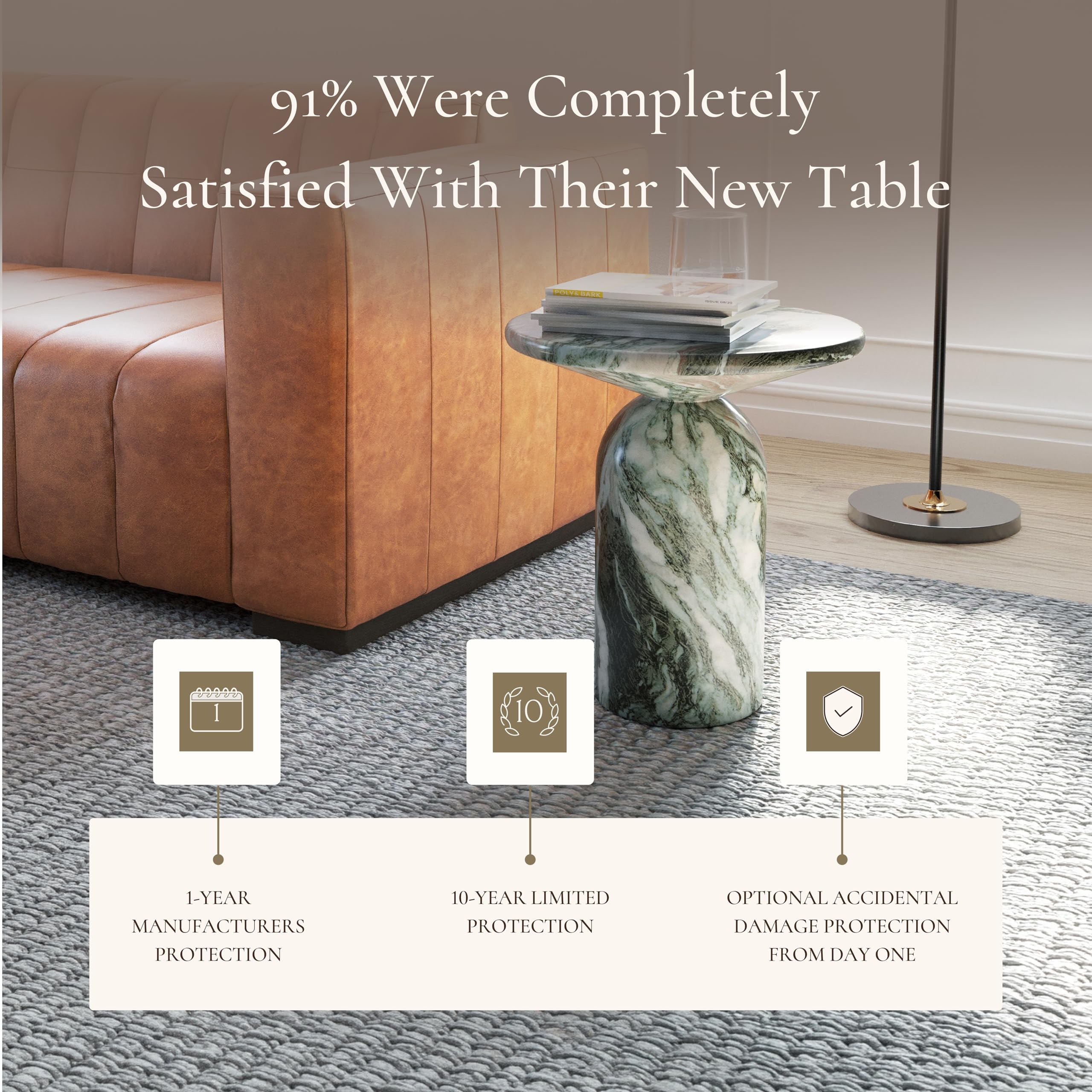 Round Faux Marble End Table