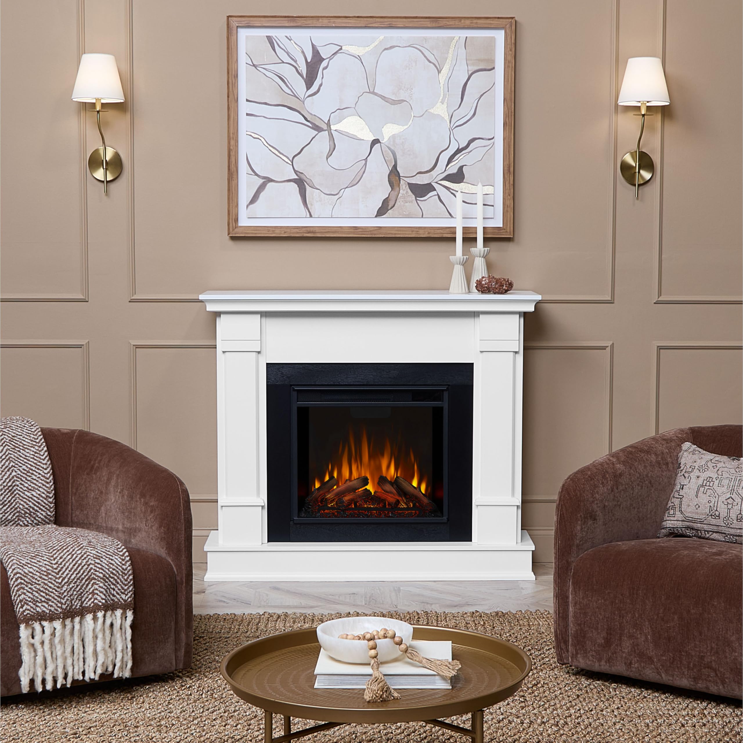 Electric Fireplace with Mantel