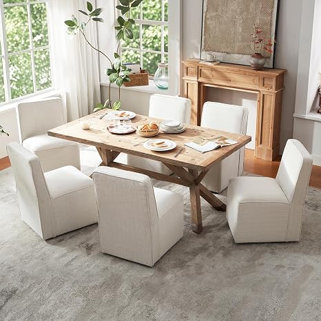 Upholstered Dining Chair with Casters