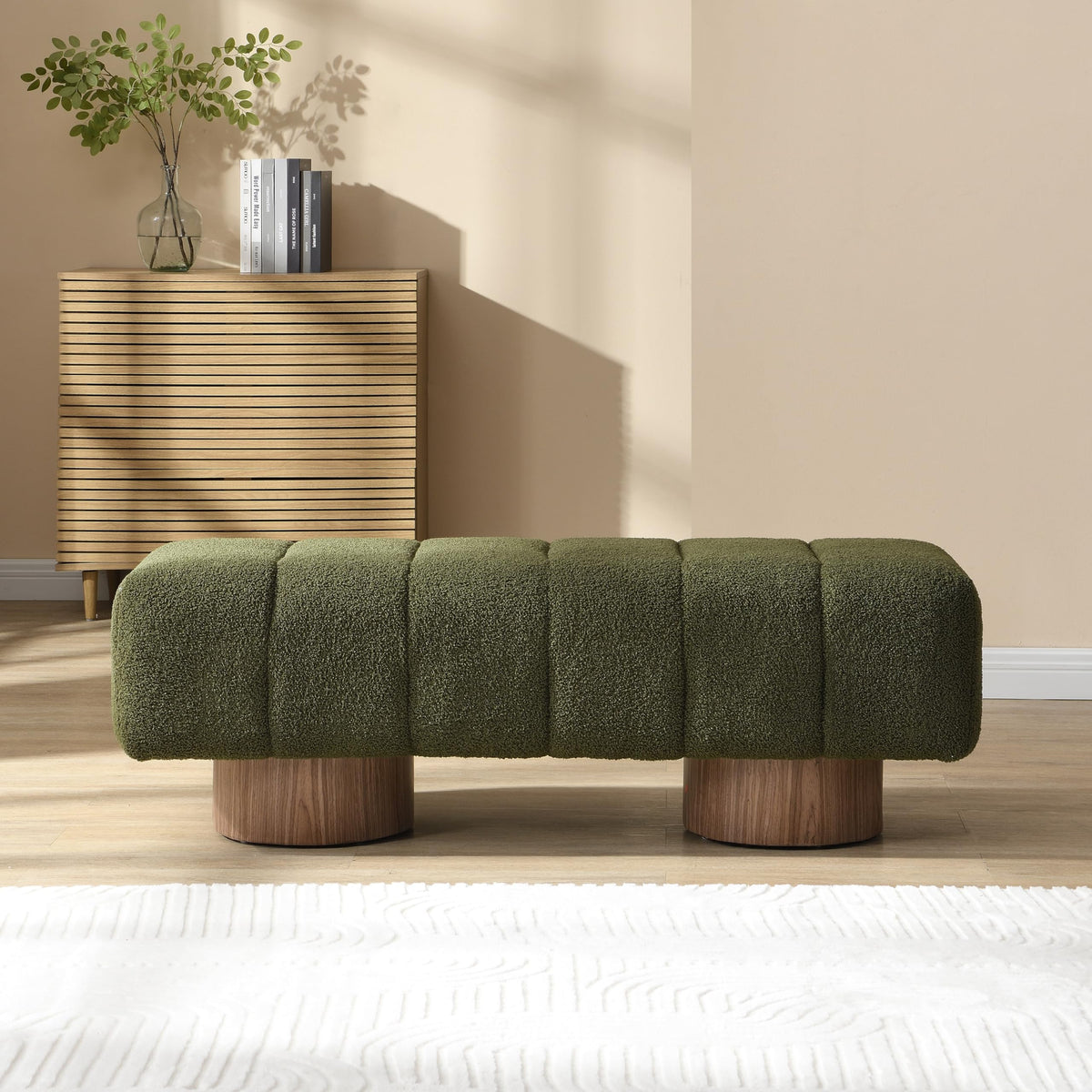 Green Boucle Dining Bench