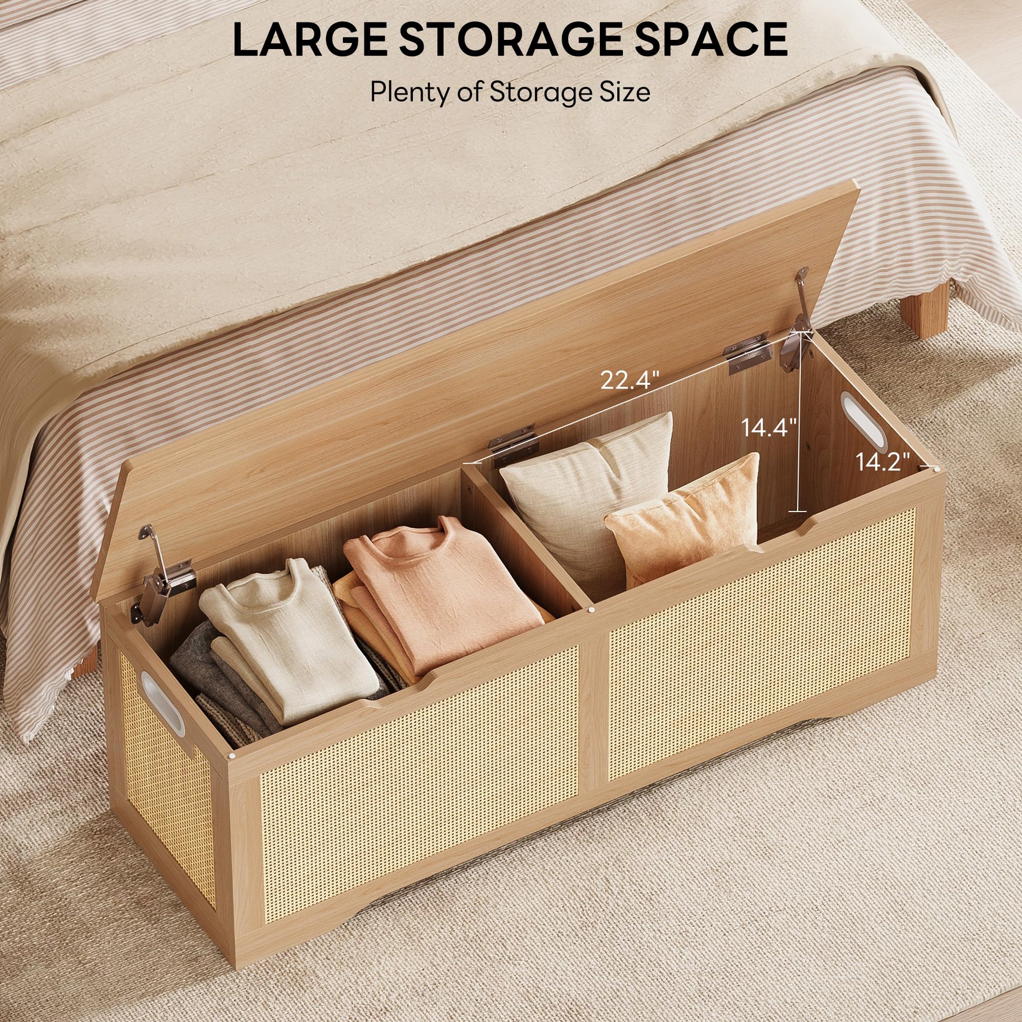 Rattan Storage Ottoman Bench with Lid