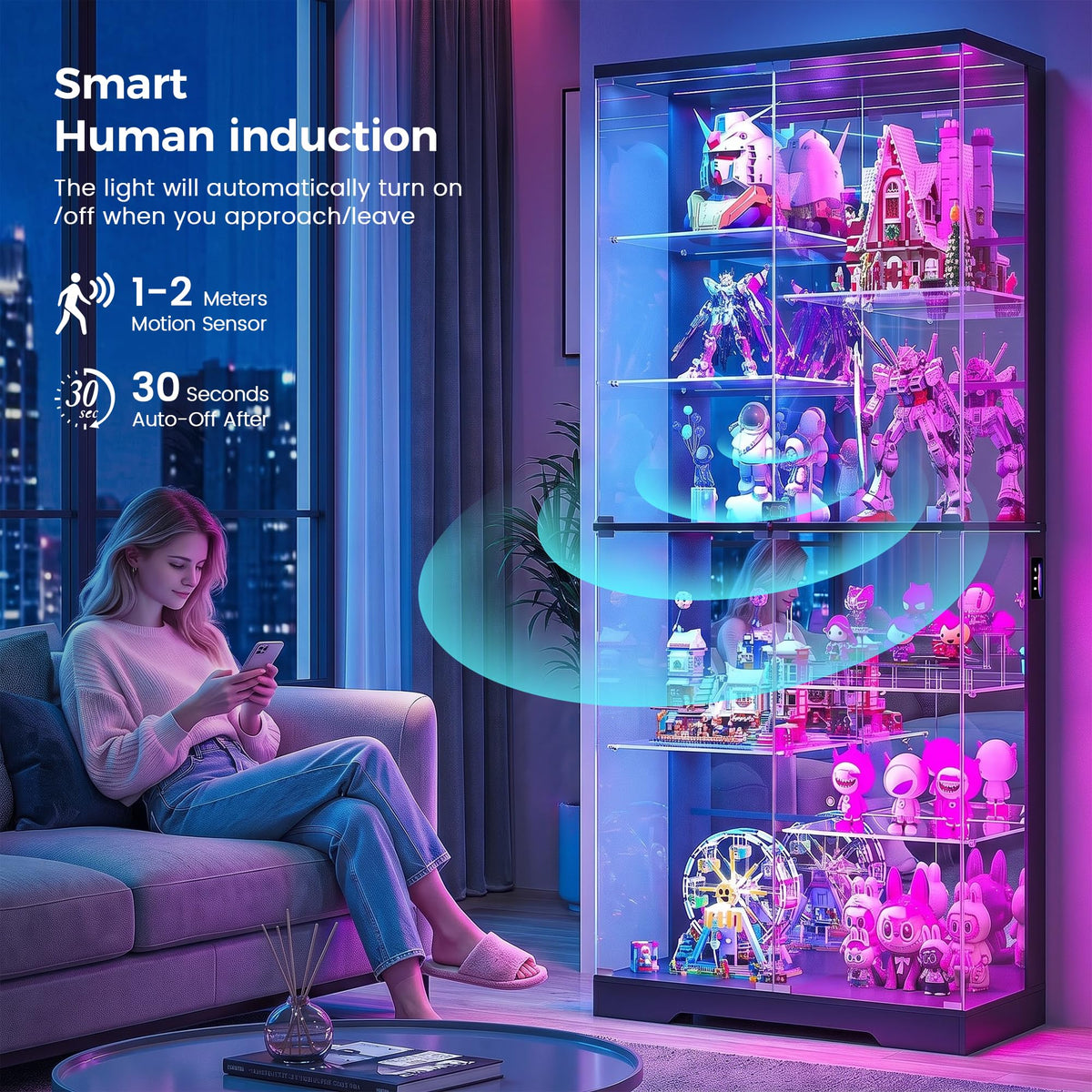 Black RGB Glass Display Cabinet