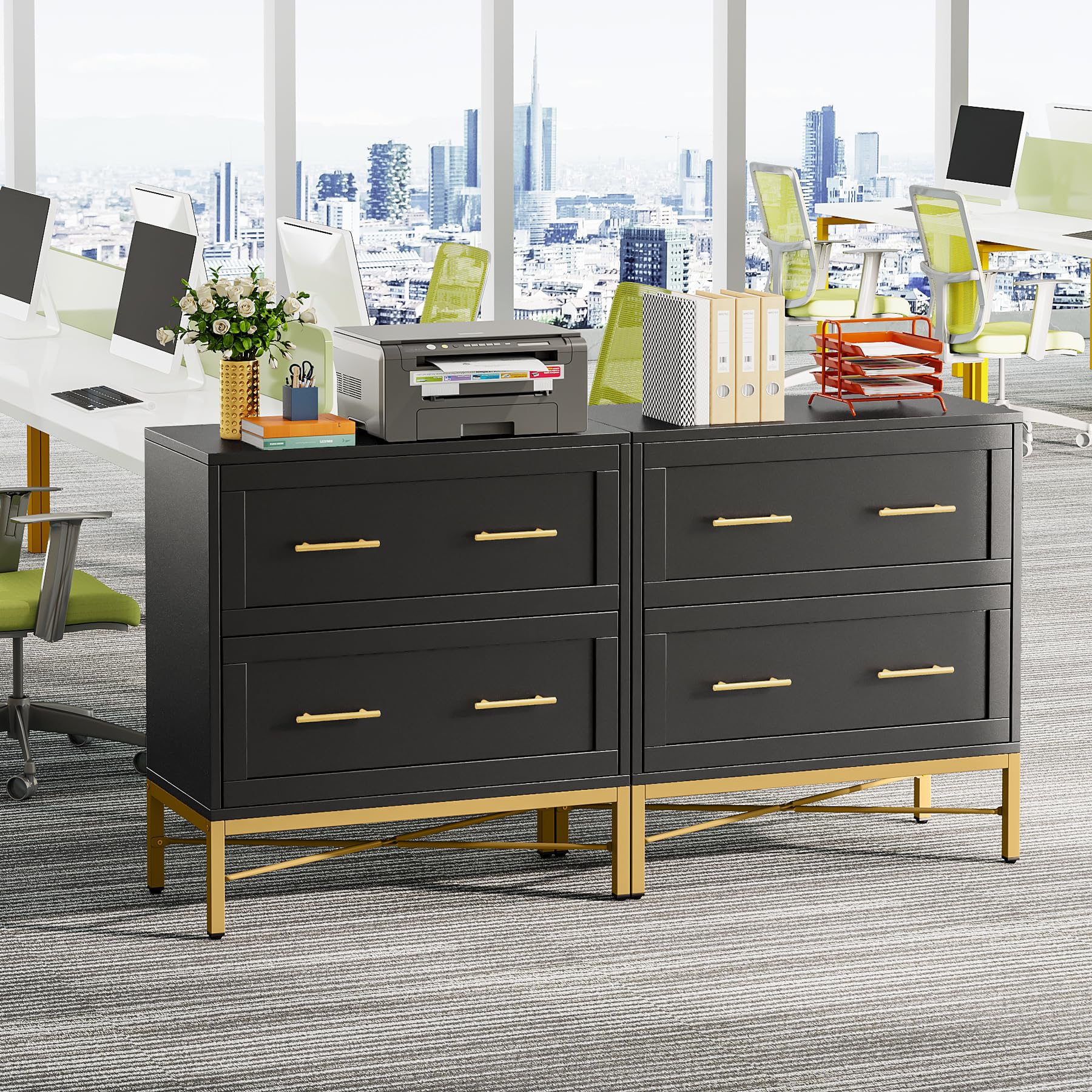 2-Drawer Lateral Filing Cabinet with Printer Stand