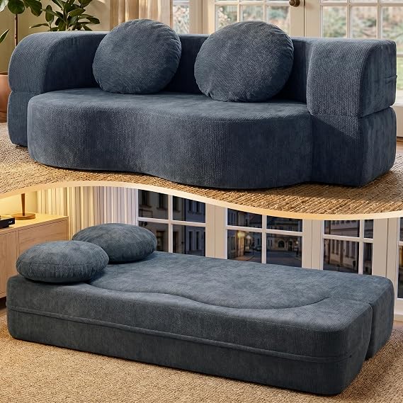 White Memory Foam Convertible Sofa Bed