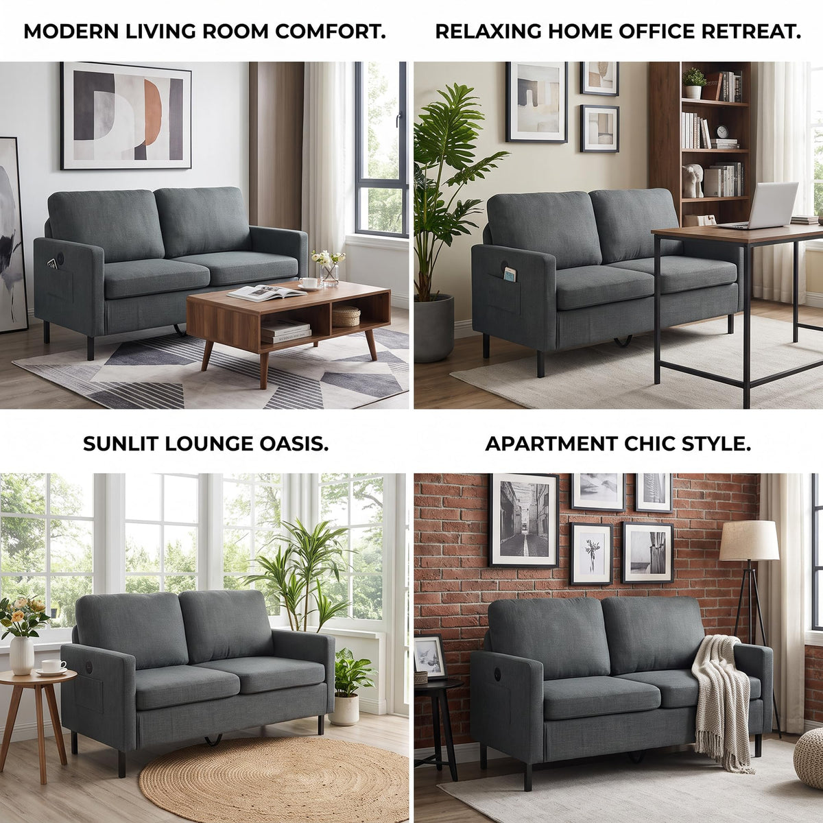 Compact Linen-Cotton Loveseat